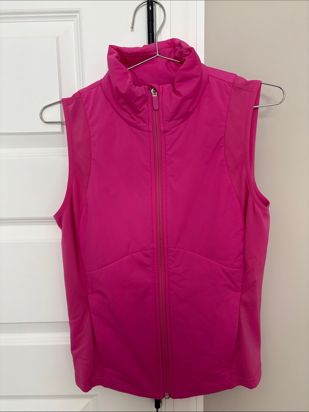 lululemon athletica sleeveless zip-up vest in fuchsia pink